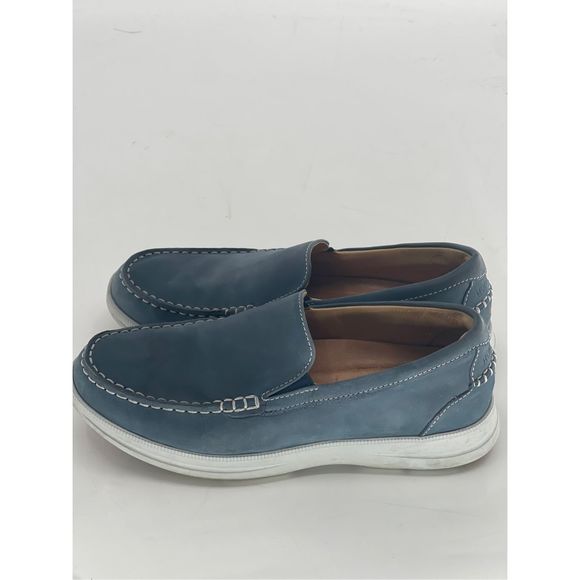 Samuel Hubbard Shoes Loafers Boat Slip On Men‎ Size 9. 5 Blue Suede Blue Skies - Picture 1 of 11